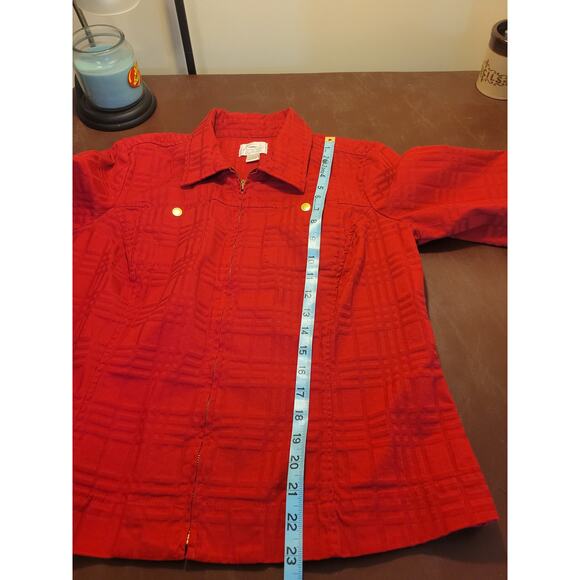 Christopher & Banks Red Stretch Textured Full Zip Jacket Women's Size Large - Picture 4 of 12